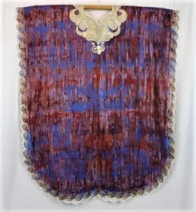 African Bubu / Caftan - Royal Blue & Burgundy Tie-Dye