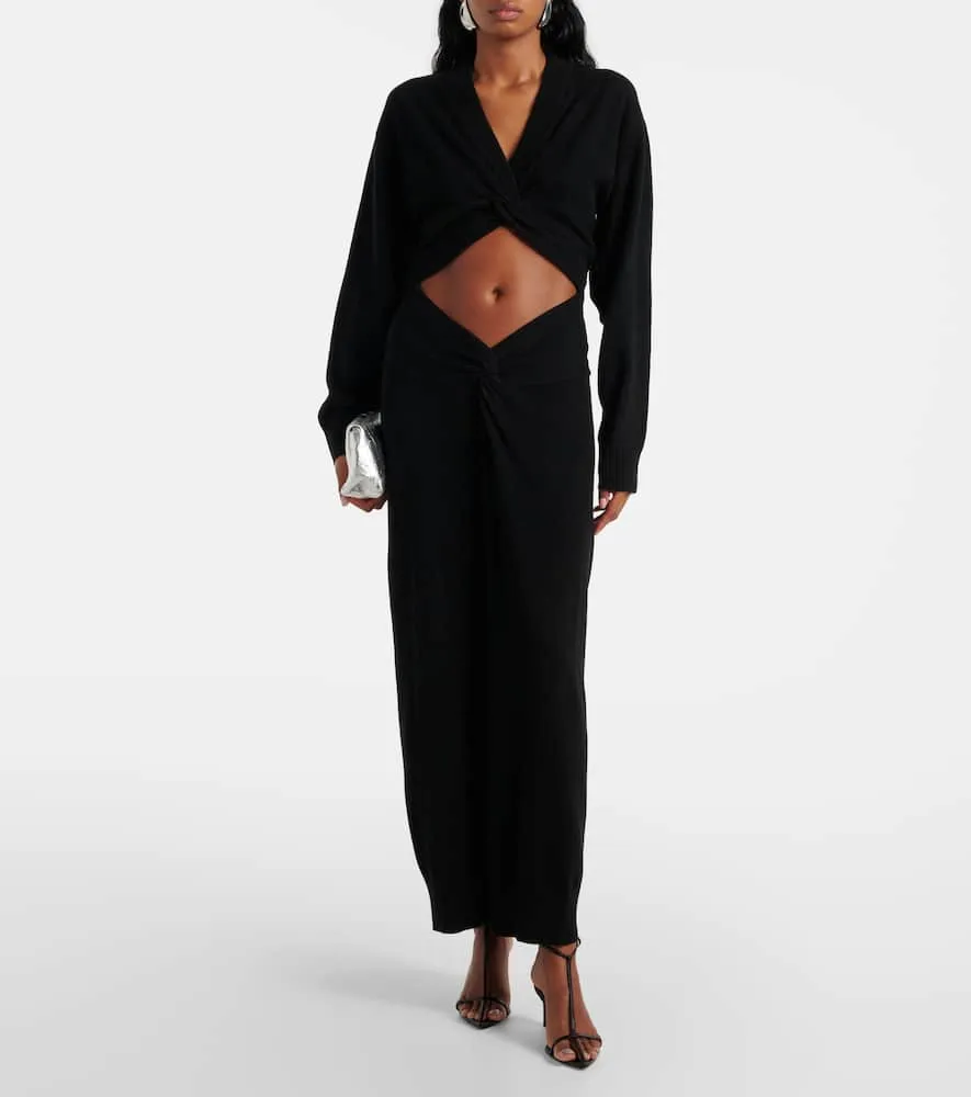 Christopher Esber Gathered cutout wool and cashmere maxi dress