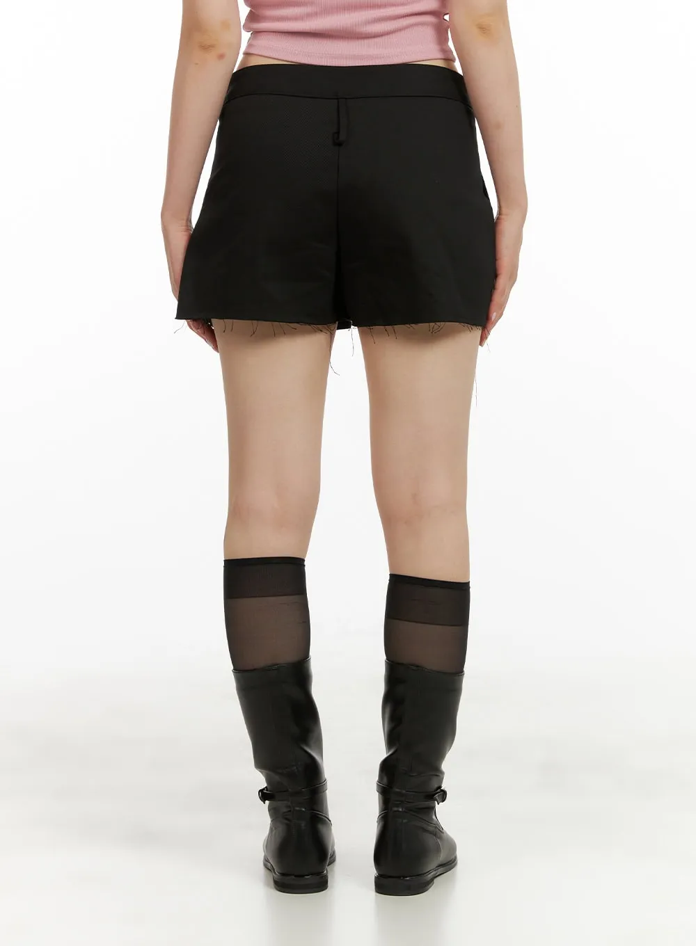 Destroyed Hem Pleated Skorts CU425