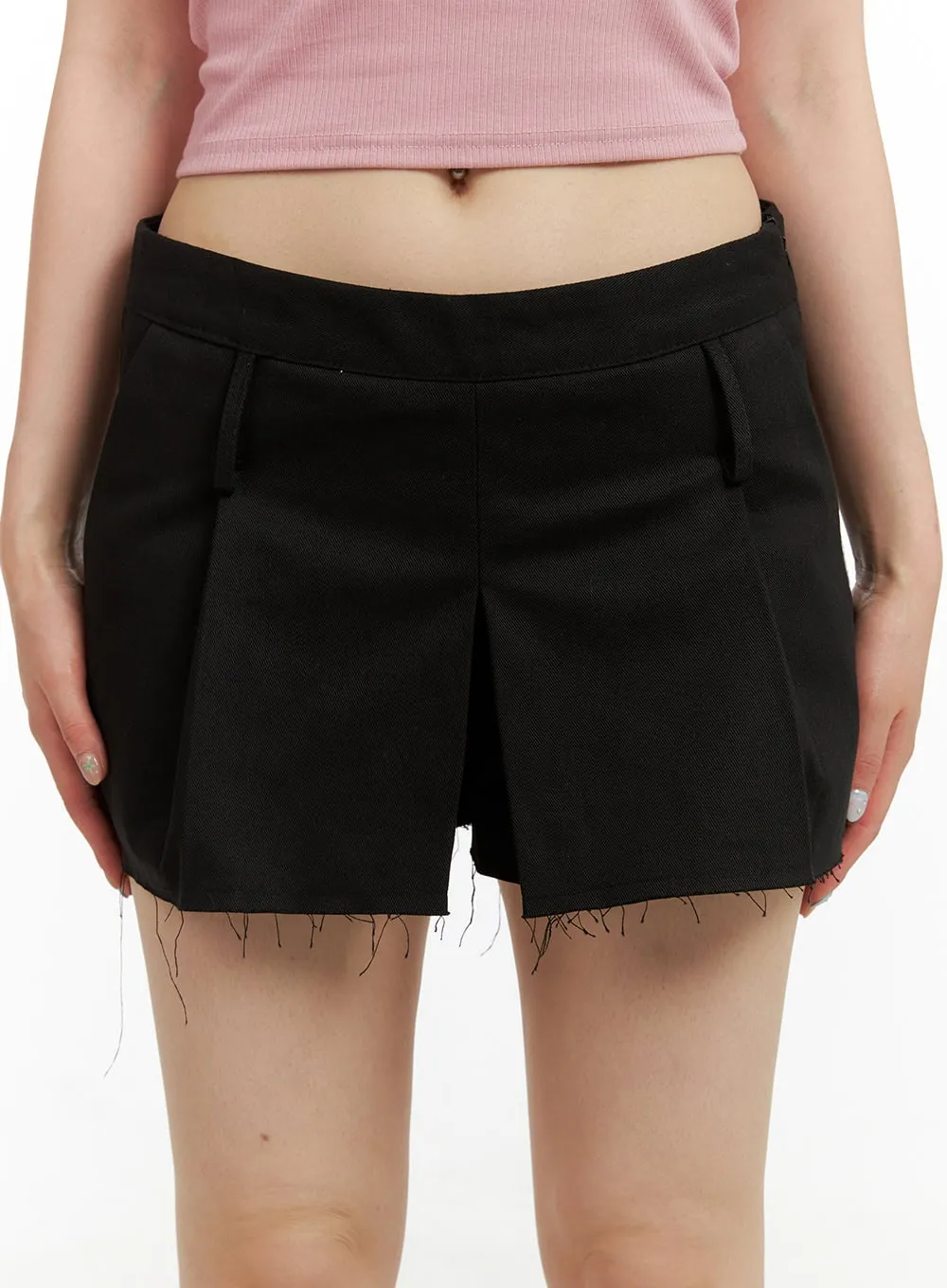 Destroyed Hem Pleated Skorts CU425