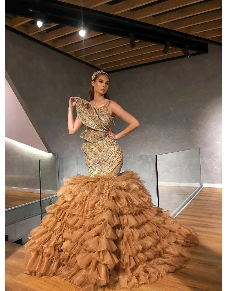 Luxury Evening Gown Golden Brown