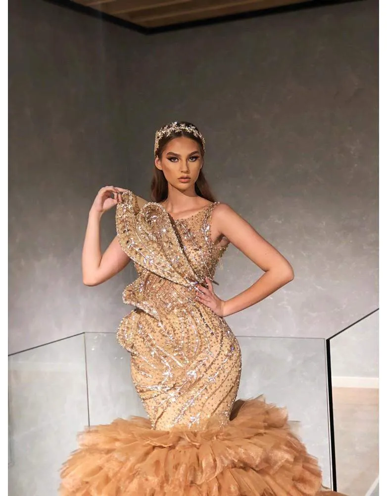 Luxury Evening Gown Golden Brown