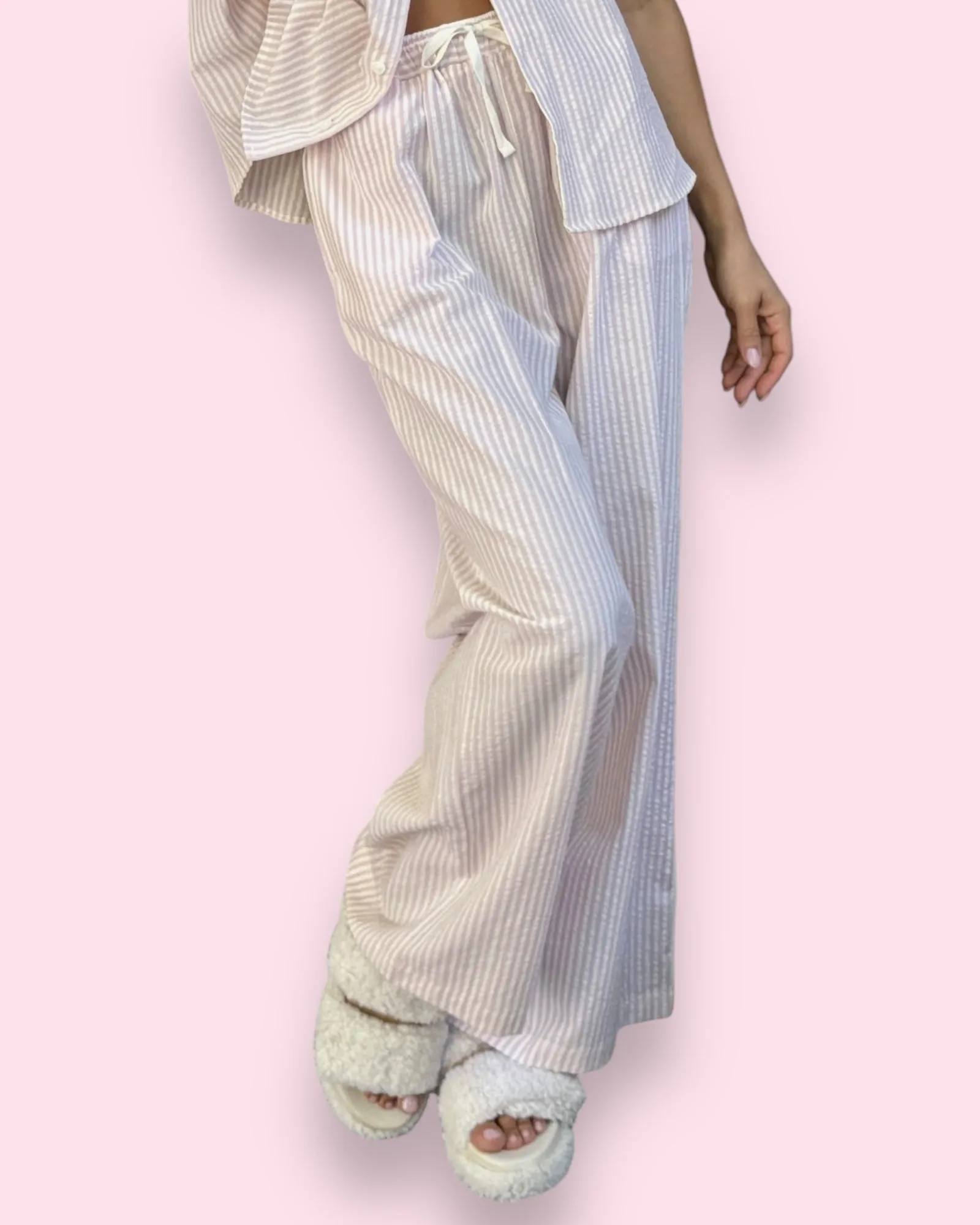 Samara PJ Set - Pink/White Stripe