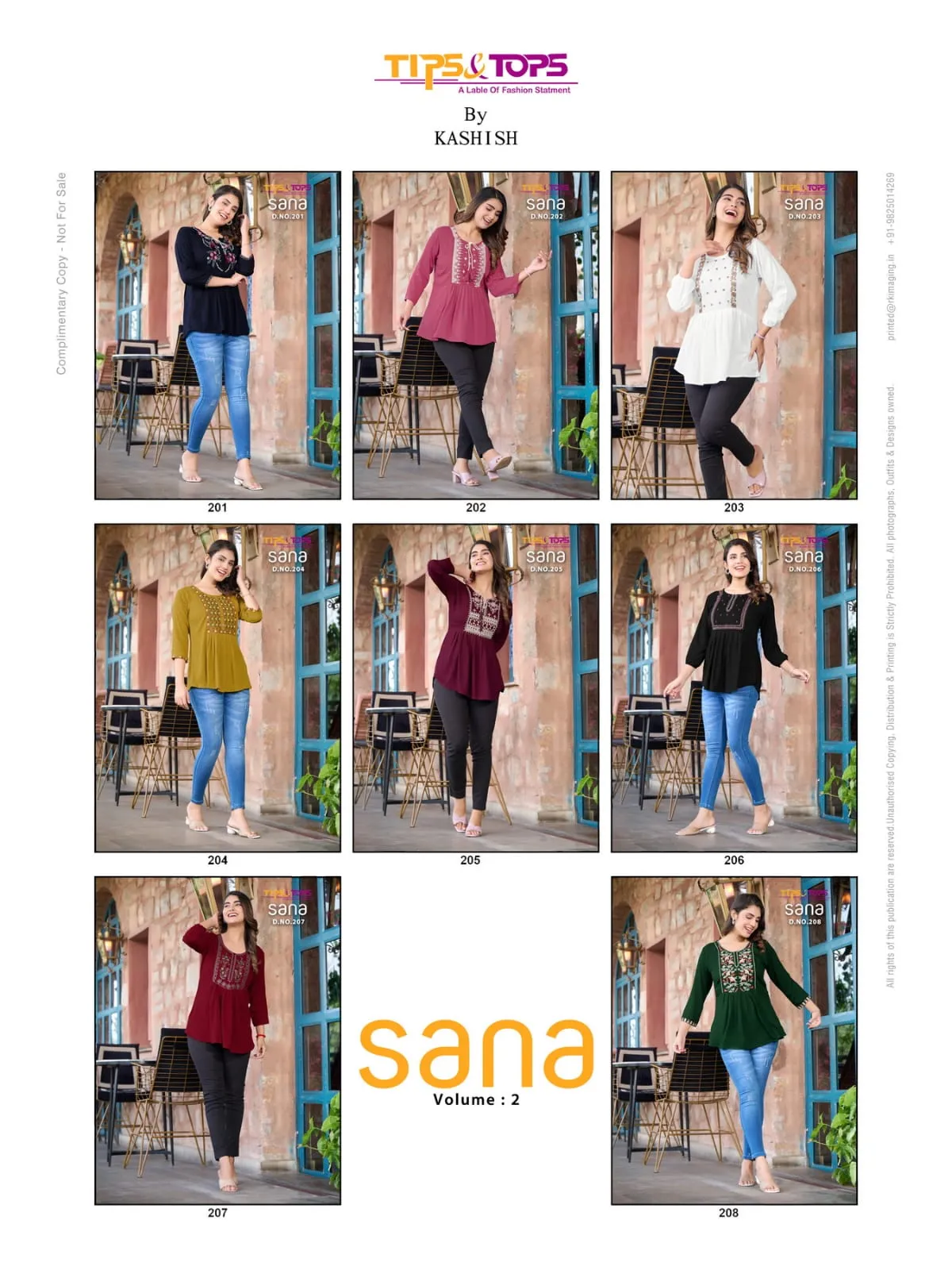 Tips And Tops Sana Vol 2 Fancy Short Tunic Tops Western Collection (385x08)